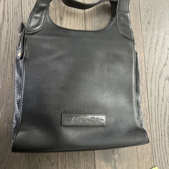 Fossil Key Bag Genuine Black Pebbled Leather Shoulder Bag #75082 Vintage - Picture 6 of 10